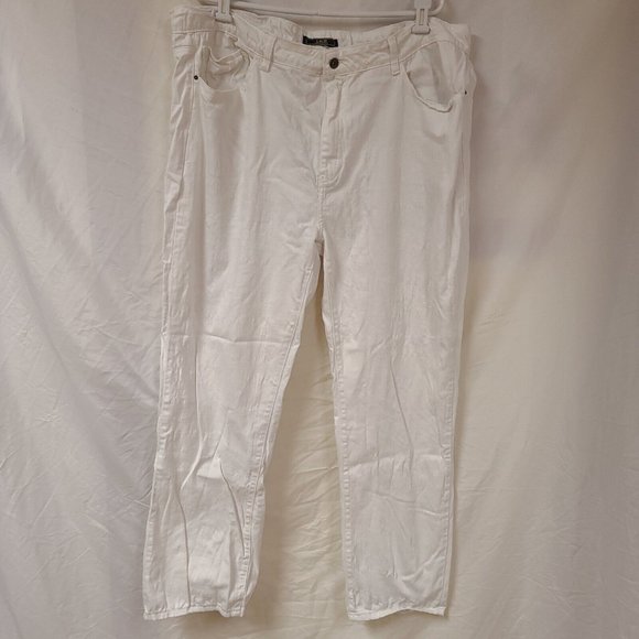 Lucky & Blessed L&B Womens 24 White Distressed Straight Leg Stretch Jeans 44x32 - Picture 10 of 11